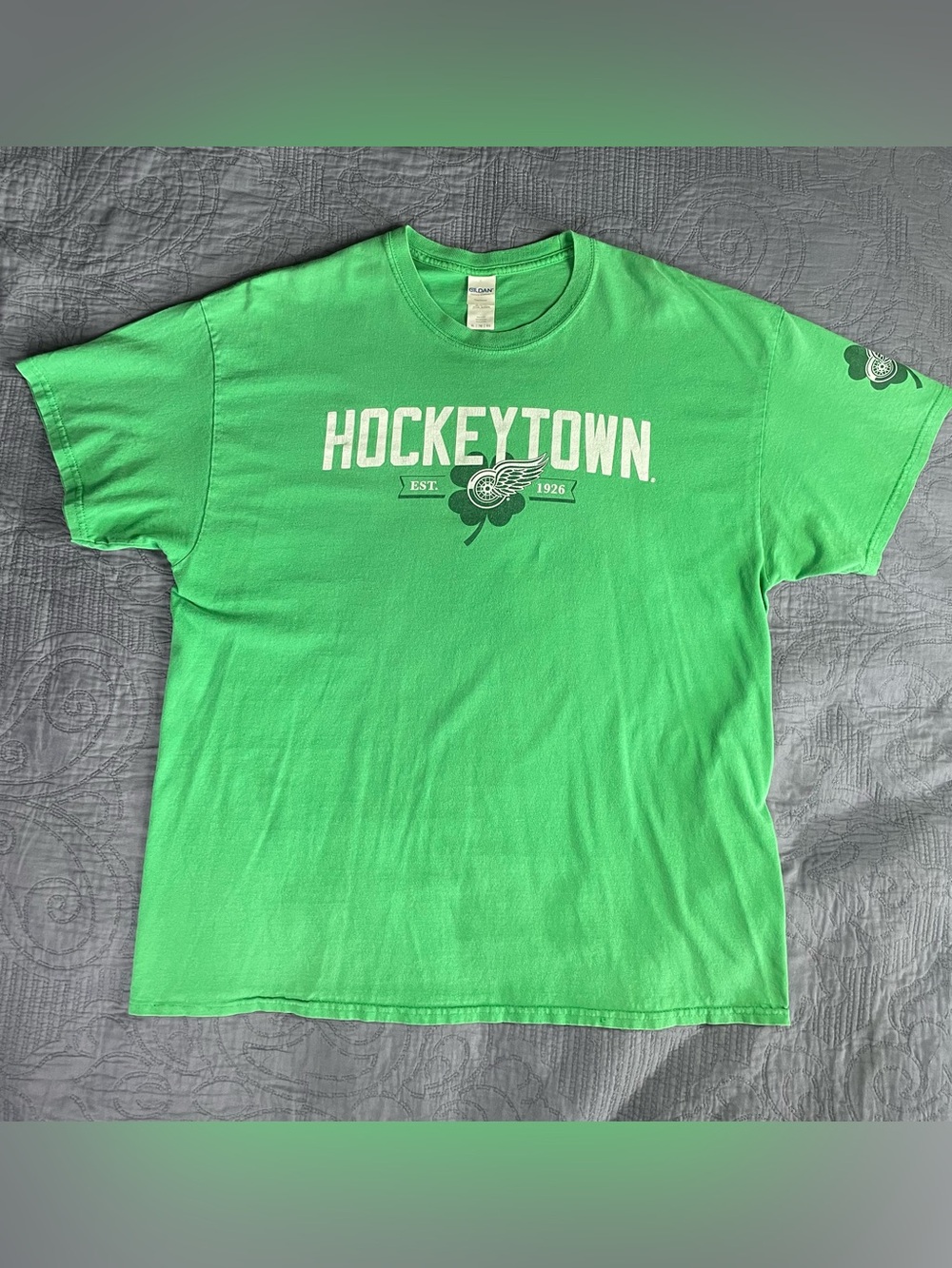 Detroit Red Wings Hockeytown T-Shirt St Patrick’s Shamrock Green Size:XL